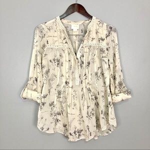 Anthropologie Maeve Abella Pintuck Blouse Toile